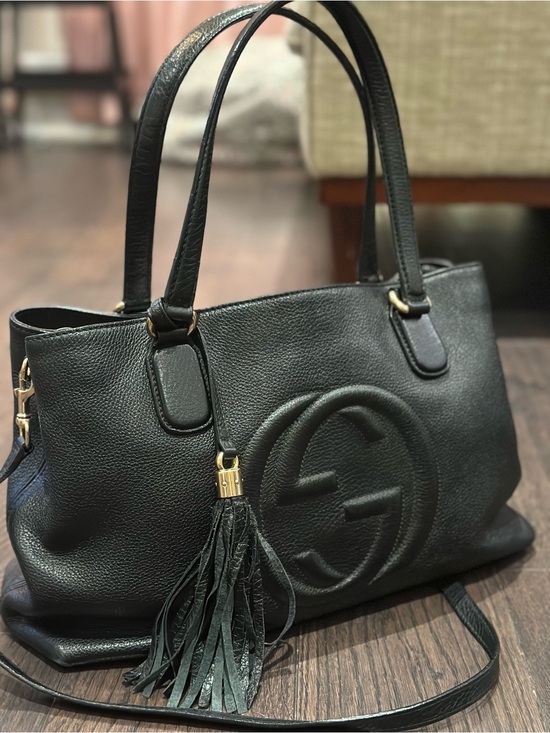 Gucci Handbags - Gucci Black Medium Soho Working Tote Leather Bag